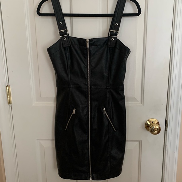 Divided Black Faux Leather Zip-Up Dress - Picture 1 of 4